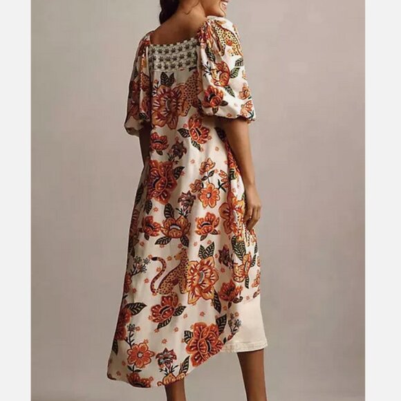 FARM Rio Tops - Farm Rio Anthropologie Long Tunic Top Duster Shirt Dress Leopard Floral S NWT